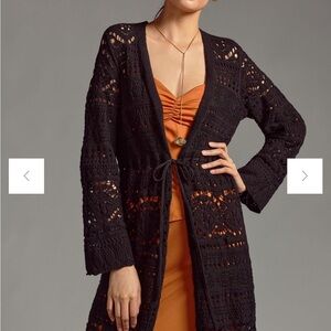 Anthropologie Black Crochet Cardigan